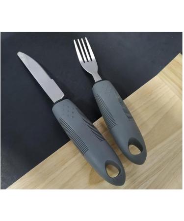 Easy Grip Extra Wide Handle Cutlery Set - Ideal Dining Aid for Elderly and Disabled with Arthritis, Parkinson's, and Tremors - Gray 3PCS - Buy Online on GoSupps.com