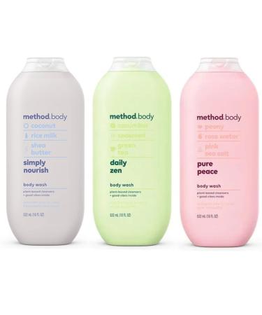 Method Body Wash Variety Pack - 3 Scents - Simply Nourish Pure Peace And Daily Zen - 18 Fl Oz Each (Variety Pack) 3.94 pounds - Buy Online on GoSupps.com