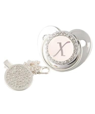 Buy Bling 26 Letters Baby Pacifier with Chain Clips | Silver Dummy Pacifier & Accessories for Newborns 0-18 Months - International Shipping Available - Buy Online on GoSupps.com