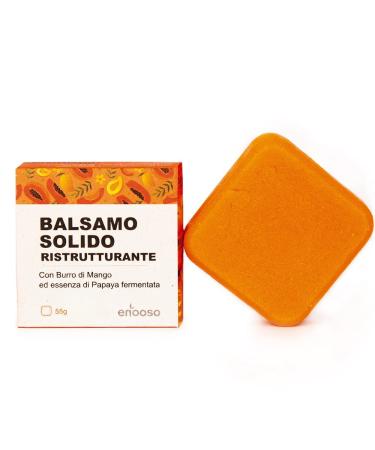 Apr s-shampooing Solide Restructurant et Fortifiant Naturel Bio pour cheveux ab m s - au beurre de Mangue et Papaye 55 g - Enooso - 100% Artisan Bio Vegan - Fabriqu en Italie