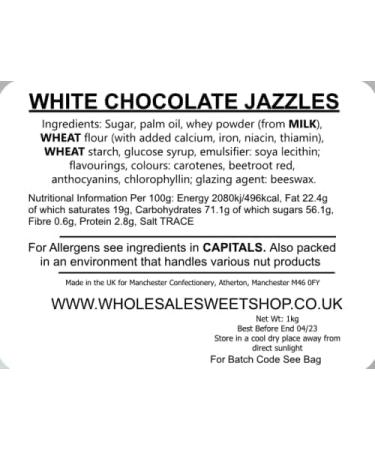 Ellies Jellies White Chocolate Jazzles 1Kg Bag - Buy Online on GoSupps.com