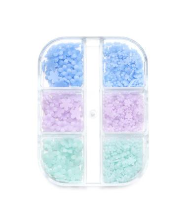 DIY Manicure Charms Resin White Blue Five Petals Flower Nail Flakes Stones Beads Color-changing(01)