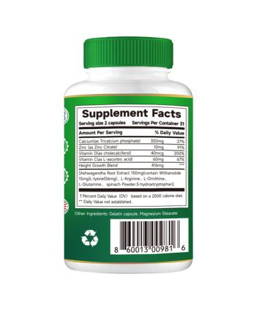 PRETANT-Growth Capsules to Grow Taller - Height Increase Maximizer with Calcium for Bone Strength -Natural Get Taller Supplement - Dietary Edible Healthcare Fitness