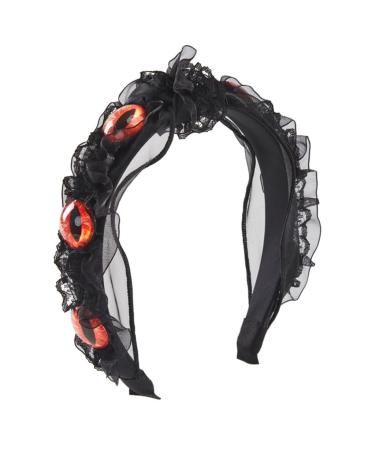 TQUXNGA Evil Eyes Headband For Women Pleated Headband Black a Headband Gothic Headband Goth Headpiece Punk Headband