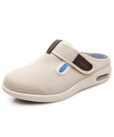 Summer Outdoor Lightweight Anti Slip Arch Support Diabetic Slippers for Men Indoor Casual Breathable Non-Slip Therapeutic Diabetic Shoes Cushioning Breathable Mesh Easy On/Off Mens Diabetic Shoes Plan 8 Beige