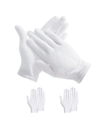 Izyufan cotton gloves 2 pairs soft protective gloves 100% cotton for beauty creams and for touching coins jewelry and silver unisex (white)
