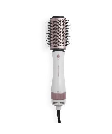 Revolution Haircare London Smooth Boost Hot Air Brush for All Hair Types Fast Drying White & Rose Gold