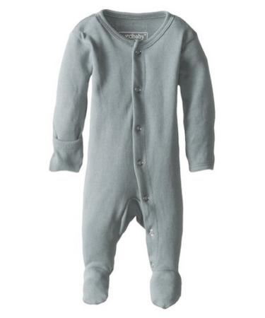 L'Ovedbaby Girls' Organic Baby Snap Footie 3-6 Months Seafoam