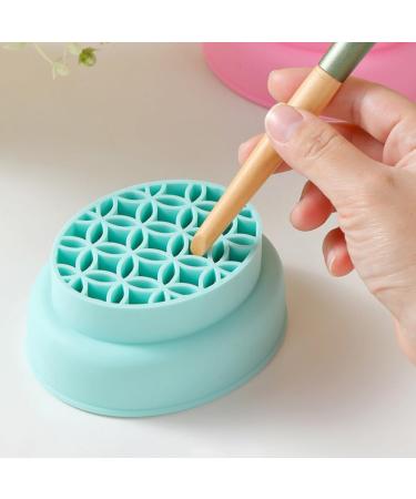 FOMIYES 2 in 1 Makeup Brush Cleaning Mat with Brush Drying Holder Silicone Brush Cleaner Pad Cosmetic Brush Organizer Rack Portable Washing Tool for Makeup - Buy Online on GoSupps.com