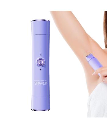 Women Electric ShaverBikini Trimmer with Double Head Ergonomic Hair Removal and Care Device for Legs Body Face and Intimate Areas Purple