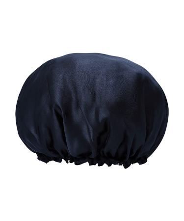 TOPTIE Women Satin Bonnet Night Sleep Cap Elastic Night Hair Cover-Black