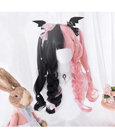 Lolita Wig 60CM Long Wavy Black Pink Ombre - Cute Heat Resistant Synthetic Hair + Wig Cap - Buy Online on GoSupps.com