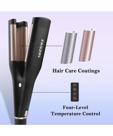 Fascinating 3-Barrel Curling Iron Adjustable Beach Waves Hair Curler with Fast Heat & Protection Black - Buy Online on GoSupps.com