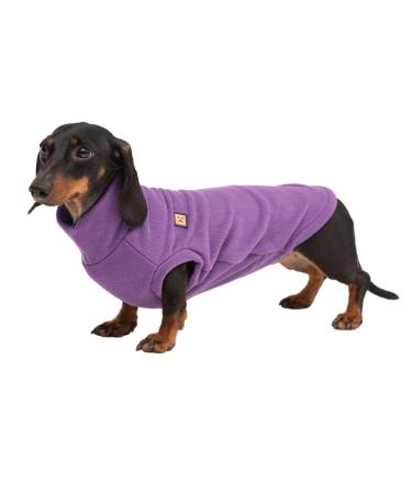 Ginger Ted Warm Fleece Dachshund Jumper size 16"/41cm Purple SLIM Fit - for short leg breeds windproof polarfleece washable breathable jumper sweater style 16"/41cm Slim Purple