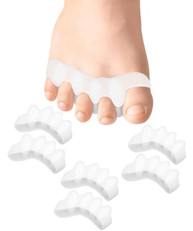 Golbylicc Soft Toe Spacers for Correct Toes Alignment 3 Pairs Gel Toe Separators Bunion Corrector for Children Foot Pain Relief Toe Straightener for Plantar Fasciitis (White) Small-white