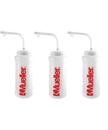 Mueller Quart Bottle w/ Straw Natural Color w/ Red Letters (3 Pack)