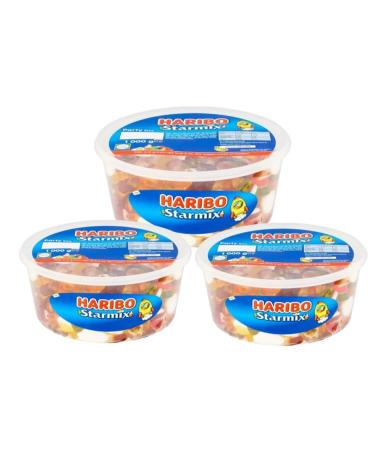 Haribo Starmix 3 x 1kg Resealable Tub Party Gift Favours.