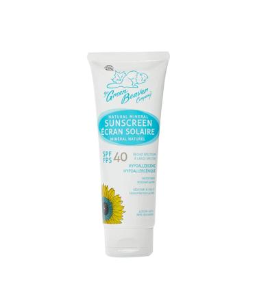 Green Beaver Moisturizing 100% natural  Reef-safe  SPF 40 Sunscreen Lotion  Hypoallergenic  100% Natural Reef Safe Mineral Sunscreen for All Skin Types  Sweatproof and Waterproof for over 1 hour  Broad-Spectrum Sunblock ...