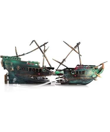 Buy Sreuyong Large Aquarium Shipwreck Decor - Realistic Resin Boat & Fish Ornaments for Stunning Aquarium Accessories - Buy Online on GoSupps.com