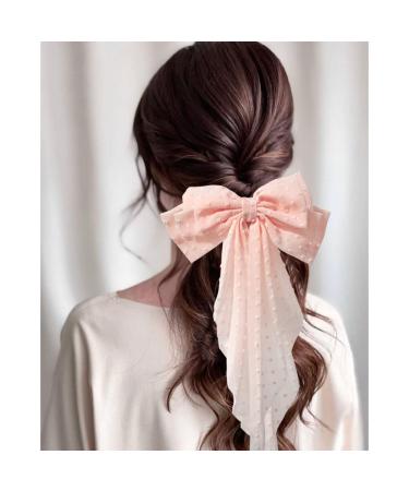 Large Chiffon Hair Bows Clips Set - Wedding & Bridesmaid Hair Accessories - White/Pink/Blue/Purple (4pcs) - Buy Online on GoSupps.com