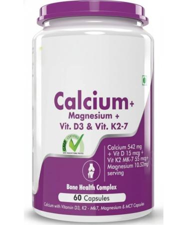 Calcium with Magnesium Vitamin D3 & Vitamin K2- Mk7 - BoneMax - Bone Health Complex - 60 Vegetable Capsules - Buy Online on GoSupps.com