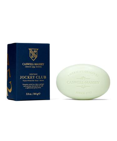 Caswell-Massey Heritage Jockey Club Single Soap Bar, Scented & Moisturizing Bath Soap For Men & Women, Made In The USA, 5.8 Oz Bar Soap 5.8 Ounce (Pack of 1)