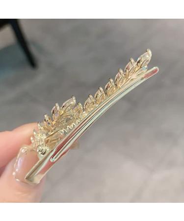 Crystal Duckbill Bangs Clip - Sweet Style Wheat Hairpin with Zircon Leaves for Girls & Women - Buy Online on GoSupps.com