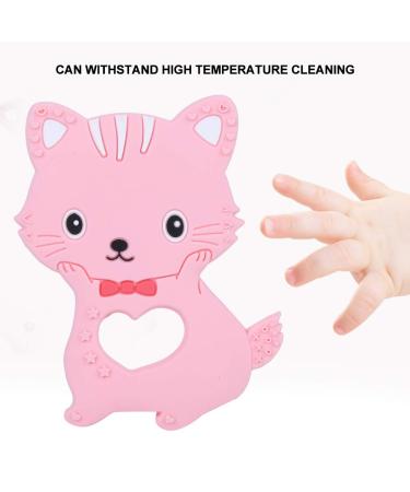 Buy Pink Cartoon Cat Shape Silicone Teething Toy for Babies - Easy Grip for Kids | International Shipping - Buy Online on GoSupps.com