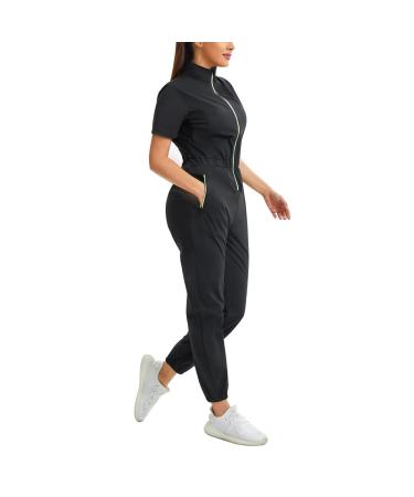 Junlan sweat suit ladies sauna suit waisted coach thermal suit body shaper sports suit ladies sweat suit quick drying sports suit m black