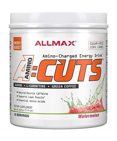 ALLMAX Nutrition AMINOCUTS (ACUTS), Amino-Charged Energy Drink with Taurine, L-Carnitine, Green Coffee Bean Extract, Watermelon , 30 Servings