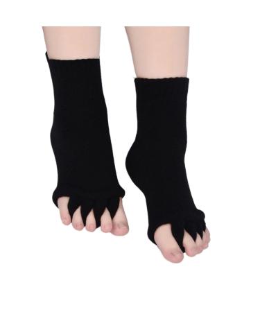 ADEK 3 Pairs Bunion Relief Toe Socks Toe Separator Socks with Bunion Pads Yoga Gym Massage Toeless Socks Women (C)