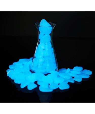 Halcyerdu 200 pieces of bright pebbles fluorescent stones blue fluorescent stones night light stones for aquarium garden decoration