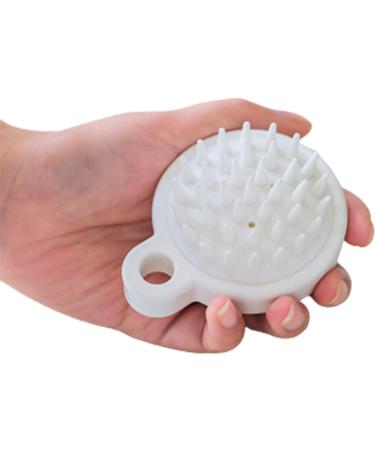 Scalp massage brush wet and dry silicone scalp massager wet dry comb headed rubber care improves blood circulation for men women pets (white-l)