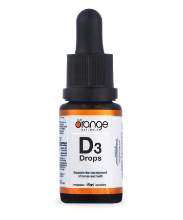 Orange Naturals - Vitamin D3 Drops - Natural Orange Flavour - MCT 1000IU 15ml - Support Bone Health Teeth Reduce Osteoporosis Maintain Muscle Enhanced Absorption & Prevent D Deficiency Cholecalciferol