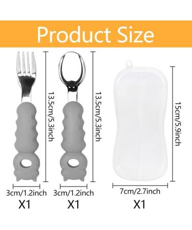 Seasboes Baby Cutlery Set - Stainless Steel Fork & Silicone Handle for Kids 1+ | Dishwasher Safe Children's Cutlery - Buy Online on GoSupps.com