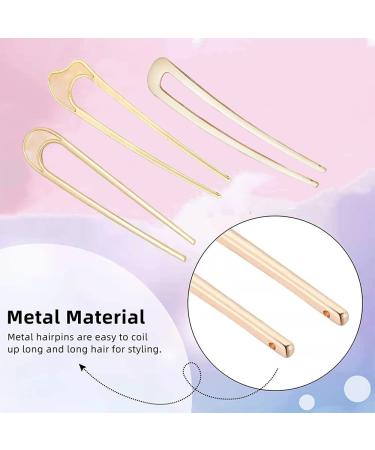 3 Pack U-Shaped French Hair Pins | Gold Hair Sticks for Women | Chignon Bun Hair Accessories - Buy Online on GoSupps.com