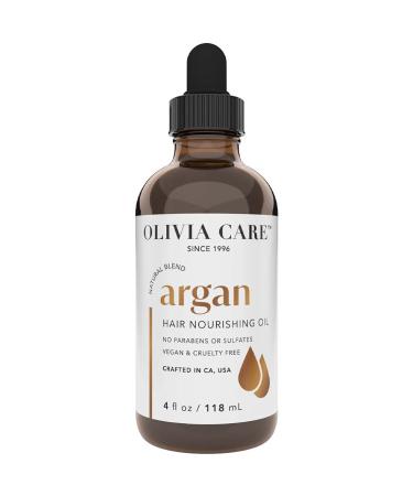 Olivia Care Hair Oil Made With Natural Plant-Based Ingredients - Provides Hydration  Smoothness & Moisture - Clean & Simple Treatment to Support Strengthen Hair - 4 FL OZ (Argan)