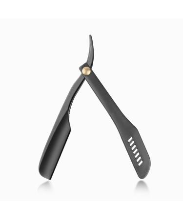 Straight Razor Stainless Steel Professional Barber Straight Edge Razor Shaver Razor for Men Home Salon Grooming Using - Black & Black Black-Black