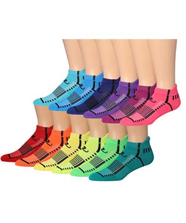 RONNOX Men's 12-Pairs Low Cut Running & Athletic Performance Tab Socks Large-X-Large Trail Design, Colored