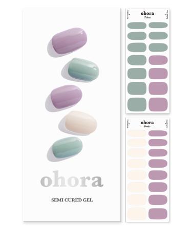 ohora Semi Cured Gel Nail Strips (N Tahiti) - Works with Any Nail Lamps, Salon-Quality, Long Lasting, Easy to Apply & Remove - Includes 2 Prep Pads, Nail File & Wooden Stick - Purple