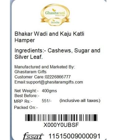 Ghasitaram Gifts Indian Sweets - Mithai Hampers - Bhakar Wadi and Kaju Katli Hamper - Buy Online on GoSupps.com
