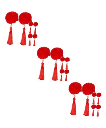 Beaupretty 9 Pairs Tassel Hair Ball Hair Clip Hair Barrettes Hair Clips for Hair Pin Chinese Hair Clip Chinese Hair Stick Barrettes for Hanfu Hair Accessories for