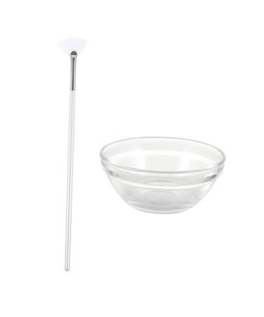 minkissy Beauty Fan Brush Lip Gloss Applicator Makeup Applicators Glass Bowl Set Mixing Bowl Cosmetic Spatula Acid Masks Applicator Mask Applicator Tools Facial Mask Brush Mask Tool Mix Mud