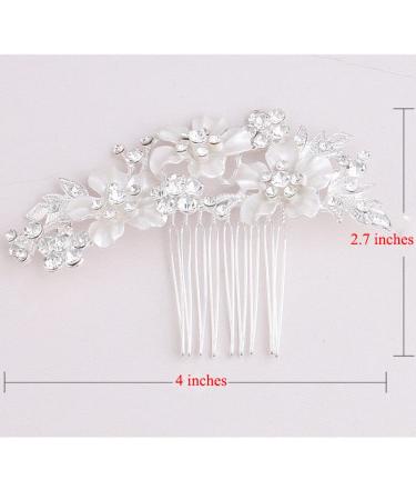 Suandsu Rhinestone Crystal Bridal Hair Comb - Silver Hair Piece Accessories - Buy Online on GoSupps.com