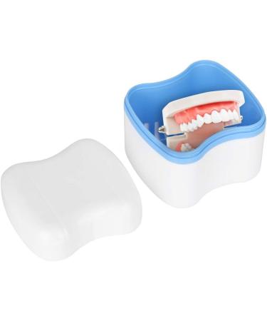 Sky Blue Dental Prostheses Container Cup Box | False Teeth Storage with Filter Screen - Ideal for Travel School & Home Use - Buy Online on GoSupps.com