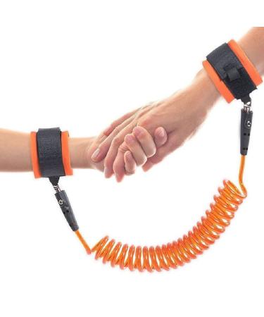 OrionMart Anti Lost Wrist Link Belt Safety Leash Children Soft Comfortable and Breathable Wrist Bands Extends Upto 150cm for Travel & Walk Wrist Reins for Toddlers Baby Safety Strap Orange