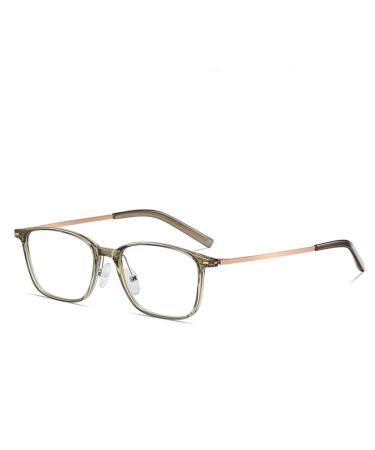 Metal Temples Square Tr90 Frame Blue Light Blocking Glasses for Women Men Anti UV Ray Computer Reading Glasses for Women Men Khaki-green 51 Millimeters