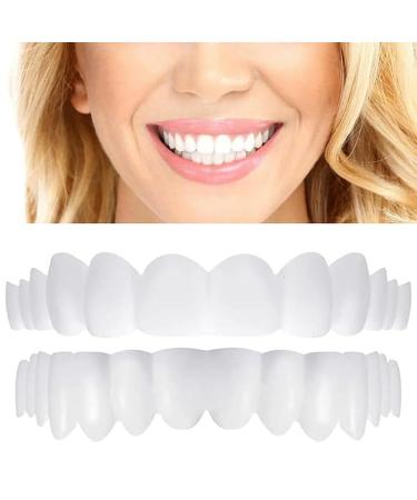 Brigtviee False Teeth Pack of 2 Temporary Cosmetic Fake Teeth ClickOn Veneers for Teeth Confident Smile Veneers for Dentures to Cover Bad Teeth