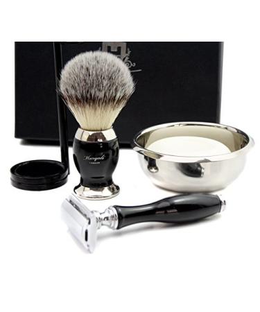 Premium Men's Shaving Set - Silver Tip Brush Stainless Steel Bowl & Stand | Luxury Grooming Essentials - Buy Online on GoSupps.com