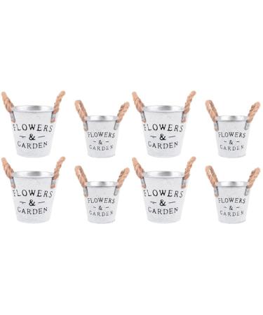 Homoyoyo 8 Pcs Tin Bucket Metal Flower Bucket The Office Desk Decor Galvanized Metal Vase French Country Pitcher Desk Waste Basket Metal Tin Plating Iron Flower Arrangement 13X12cmx2pcs Assorted Colorx2pcs